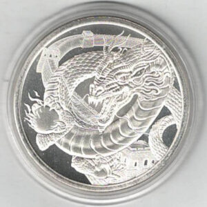 World Of Dragons Silver One Ounce Round . The round contains one ounce of .999 fine silver. All rounds/coins are in stock.