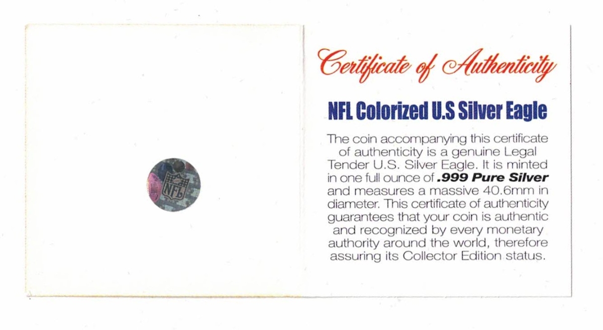 Boxed 2003 Silver USA One Ounce Eagle Colourised NFL Cincinnati Bengals Coin - Image 3