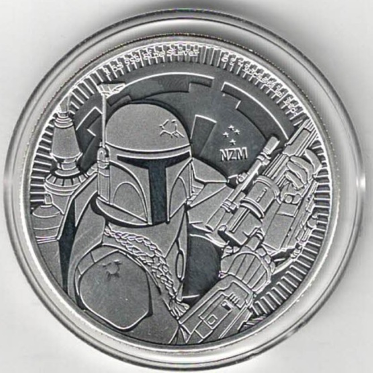 2020 Silver Niue One Ounce Star Wars coin. Boba Fett is on the reverse holding a rifle. This coin contains one ounce of 999 fine silver.