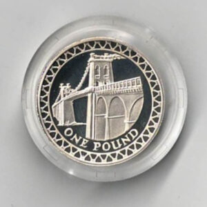 2005 One Pound Silver Proof coin, Menai Bridge on reverse, Elizabeth II on obverse. All coins in stock and ready to despatch.