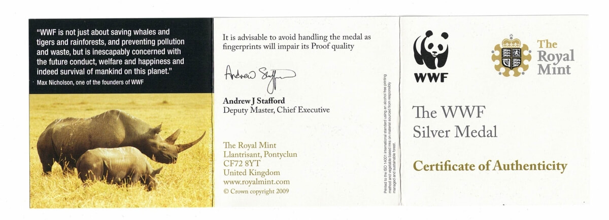 Silver Proof Medal WWF Rhino - Image 3