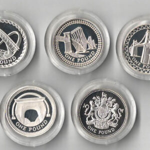 2003-2007 One Pound Silver Proof United Kingdom Bridges Collection featuring Elizabeth II on the obverse. All coins are in stock for despatch.