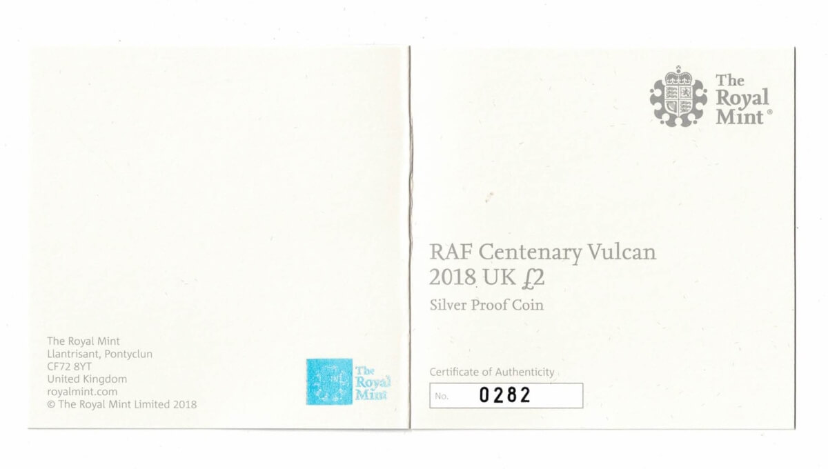 2018 Two Pounds Standard Silver Proof Raf Centenary Vulcan - Image 4