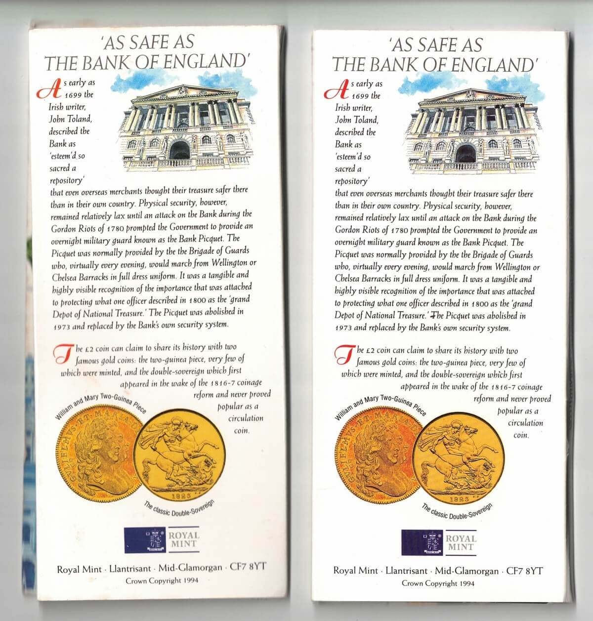 1994 Two Pound Brilliant Uncirculated Coin (pair) - Image 4