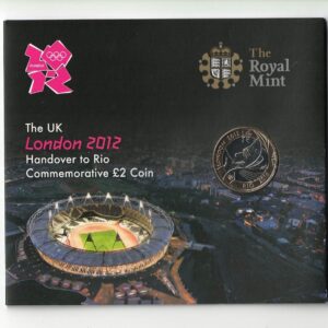 2012 Royal Mint Handover to Rio, olympics Two Pounds featuring Elizabeth II on the obverse. All coins are in stock for despatch.