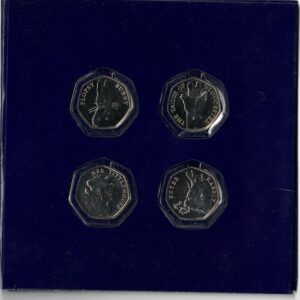 2018 Beatrix Potter Fifty Pence Set of four coins. Cupro-nickel 50p set by Change Checker. In stock and ready to despatch.