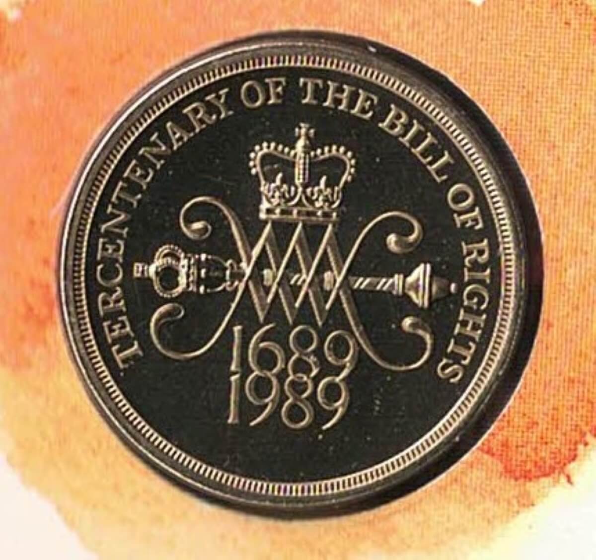 1989 Royal Mint Two Pound coin - Bill Of Rights, Queen Elizabeth on obverse, St. Edward's crown on reverse. All coins are in stock for despatch.