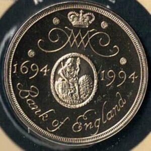 Pair of 1994 Two Pound Brilliant Uncirculated Coins. Features Queen Elizabeth II on the Obverse. Original corporate seal of the Bank of England on reverse.