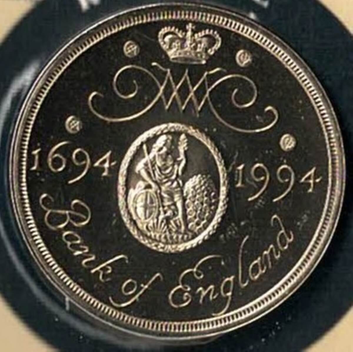 Pair of 1994 Two Pound Brilliant Uncirculated Coins. Features Queen Elizabeth II on the Obverse. Original corporate seal of the Bank of England on reverse.