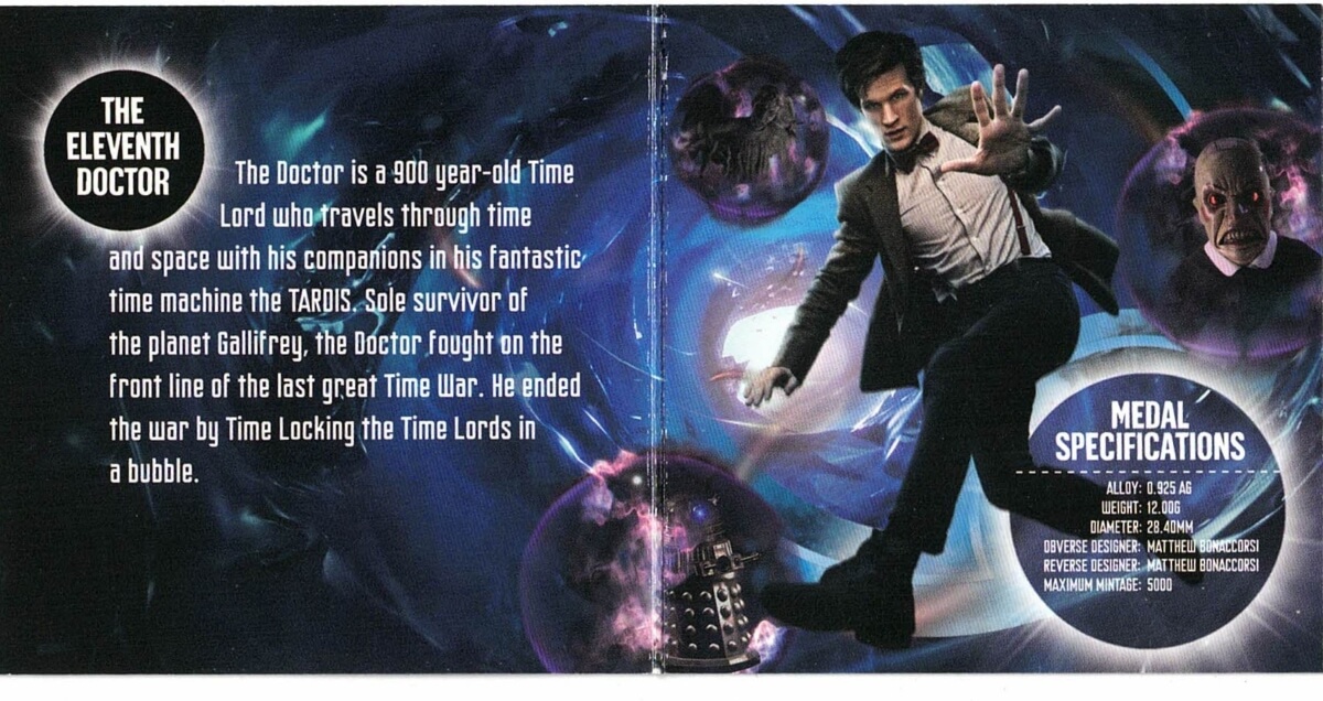 2010 Silver Proof Medal Dr Who Eleventh Doctor - Image 3