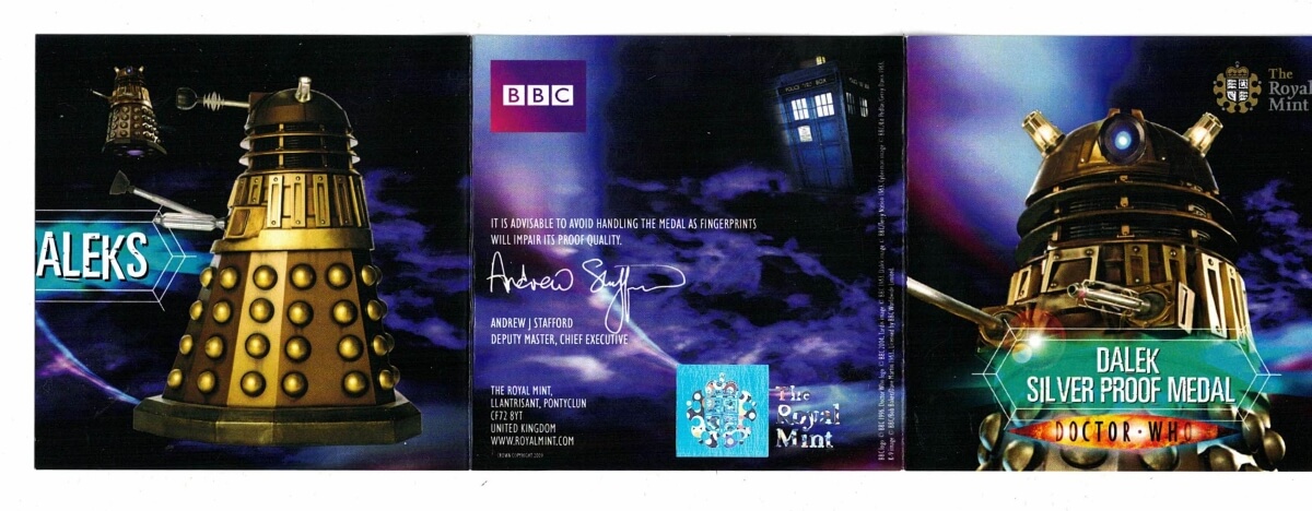 2009 Silver Proof Medal Dr Who Dalek - Image 4
