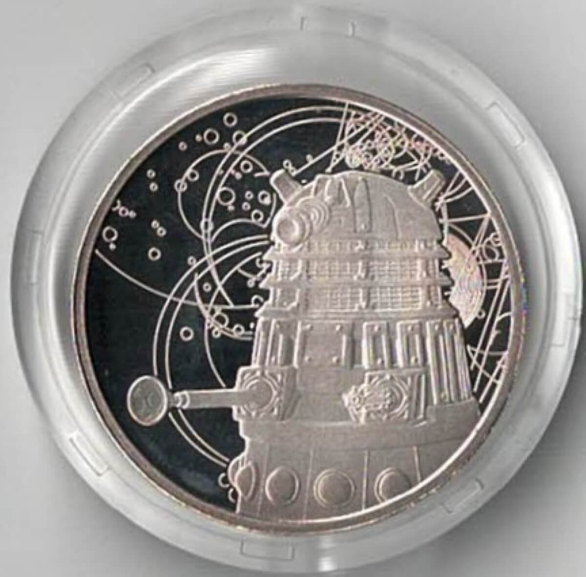2009 Silver Proof Medal Dr Who Dalek, design struck in 925 silver, in presentation box with certificate. In stock and ready to despatch.